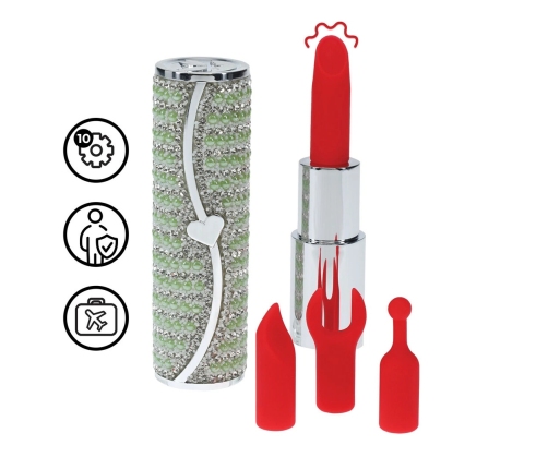 Loveline Candy Lipstick Intimate Massager Set Green - 4 Silicone Attachments