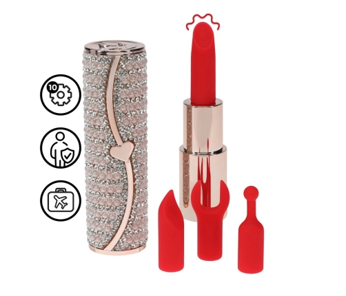 Candy Lipstick Vibe Pink - Compact Model with 4 Attachments, Chain & Case