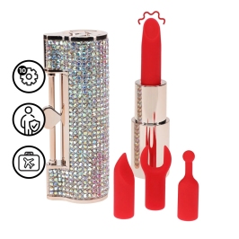 DIAMOND Lipstick Intimate Massager 4 Attachments Iridescent Case