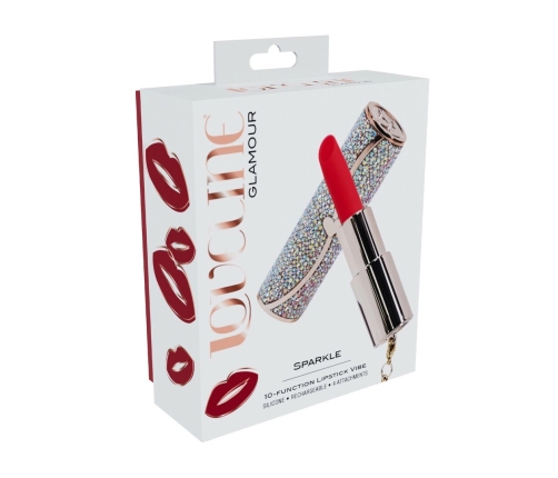 Loveline Sparkle Iridescent Lipstick-Shaped Vibrating Device 4 Attachments