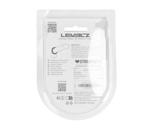 LEVELZ Solid Silicone Ring XS Black - Flexible Anatomic Support Band