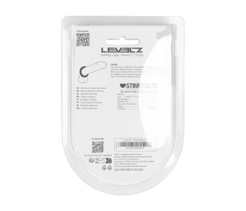 LEVELZ Liquid Silicone Performance Ring L Black - Flexible Ergonomic Design