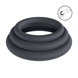 LEVELZ Classic Silicone Ring Set XS/S/M Black - 3 Sizes Adjustable