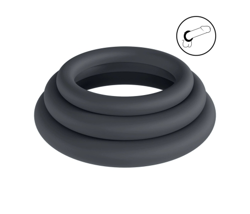 LEVELZ Classic Silicone Ring Set XS/S/M Black - 3 Sizes Adjustable