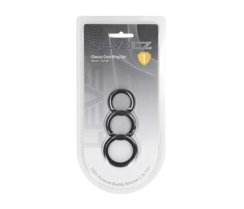 LEVELZ Classic Silicone Ring Set XS/S/M Black - 3 Sizes Adjustable