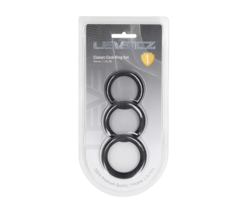 LEVELZ Silicone Ring Set L/XL/XXL Black - 3-Piece Body-Safe Collection
