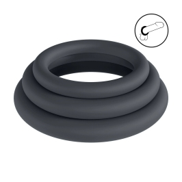 LEVELZ Silicone Ring Set L/XL/XXL Black - 3-Piece Body-Safe Collection