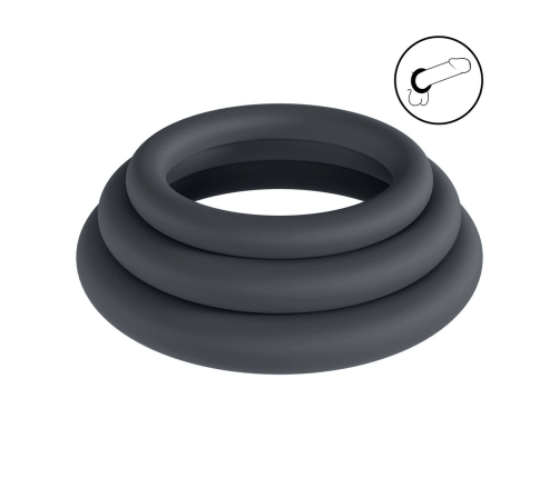 LEVELZ Silicone Ring Set L/XL/XXL Black - 3-Piece Body-Safe Collection