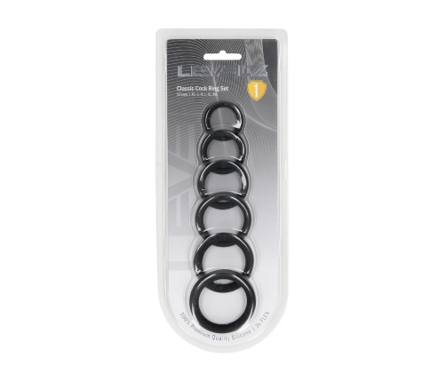LEVELZ Silicone Ring Set Black 6 Sizes - Flexible System for Comfort