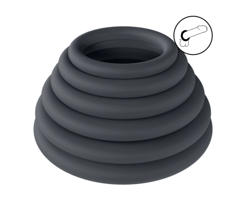 LEVELZ Silicone Ring Set Black 6 Sizes - Flexible System for Comfort