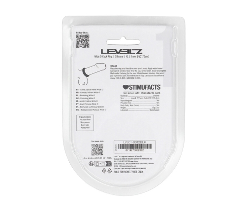 LEVELZ Wide O Silicone Support Ring XL 50mm Black Comfort Fit