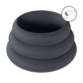 LEVELZ Wide O Silicone Ring Set S/M/L Black - 3-Piece Anatomical Kit