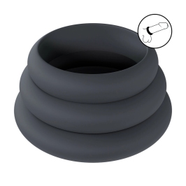 LEVELZ Wide O Silicone Ring Set L/XL/XXL Black - 3 Sizes System