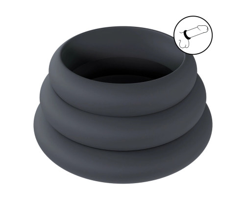 LEVELZ Wide O Silicone Ring Set L/XL/XXL Black - 3 Sizes System
