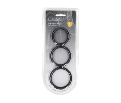 LEVELZ Wide O Silicone Ring Set L/XL/XXL Black - 3 Sizes System
