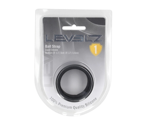 LEVELZ Liquid Silicone Testicle Strap M 34mm Black - Adjustable Comfort
