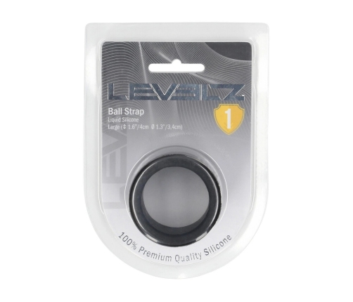 LEVELZ Liquid Silicone Ball Strap L 34mm Black - Anatomical Silicone Ring