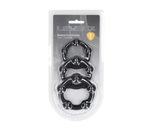 LEVELZ Silicone Ring Set S/M/L Black - 3-Pack Adjustable Intimate Rings