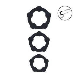 LEVELZ Silicone Ring Set S/M/L Black - 3-Pack Adjustable Intimate Rings