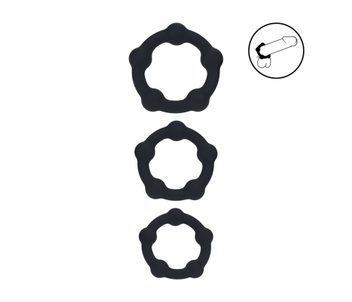 LEVELZ Silicone Ring Set S/M/L Black - 3-Pack Adjustable Intimate Rings