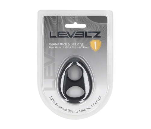 Levelz Double Liquid Silicone Dual Support Ring Black Anatomical Design