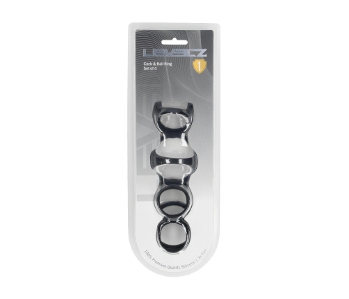 LEVELZ Silicone Ring Set 4pcs Black - Versatile Intimate Support System