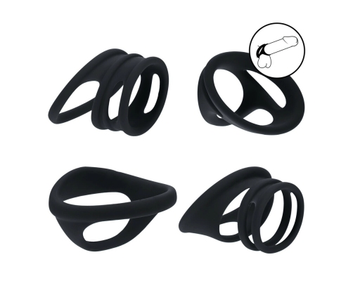 LEVELZ Silicone Ring Set 4pcs Black - Versatile Intimate Support System