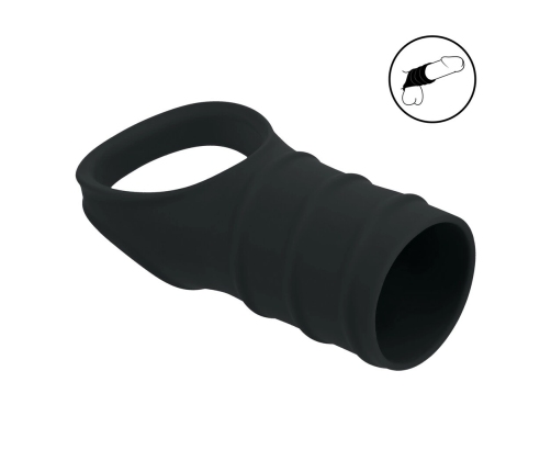 LEVELZ Silicone Ring with Ribbed Silicone Sleeve Black - Adjustable System