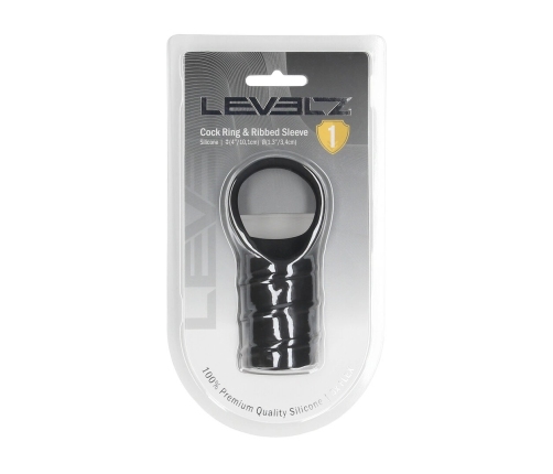 LEVELZ Silicone Ring with Ribbed Silicone Sleeve Black - Adjustable System