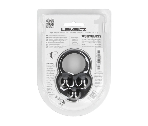 LEVELZ Liquid Silicone Triple Weighted Ball Ring Black - Adjustable Support System