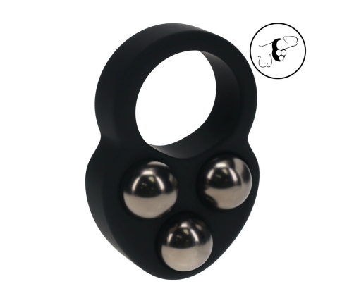 LEVELZ Liquid Silicone Triple Weighted Ball Ring Black - Adjustable Support System