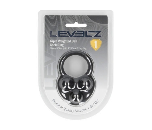 LEVELZ Liquid Silicone Triple Weighted Ball Ring Black - Adjustable Support System