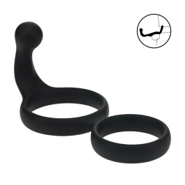 LEVELZ Silicone Dual Performance Ring with Anal Attachment Black