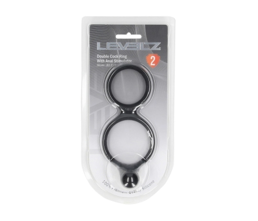 LEVELZ Silicone Dual Performance Ring with Anal Attachment Black