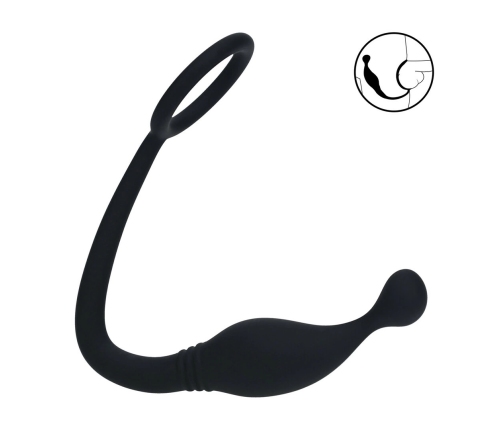 LEVELZ Silicone Intimate Support Ring S with Curved Prostate Massager Black
