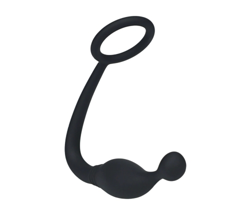 LEVELZ Silicone Intimate Support Ring S with Curved Prostate Massager Black