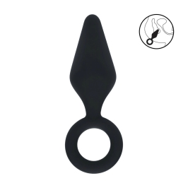 LEVELZ Silicone Intimate Plug S Black with Ergonomic Loop Handle