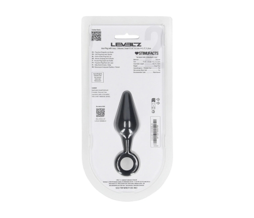 LEVELZ Silicone Intimate Plug S Black with Ergonomic Loop Handle