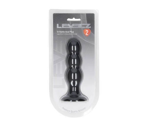 LEVELZ Tri Rattle Liquid Silicone Plug L Black - Triple Bulb, Dynamic Motion