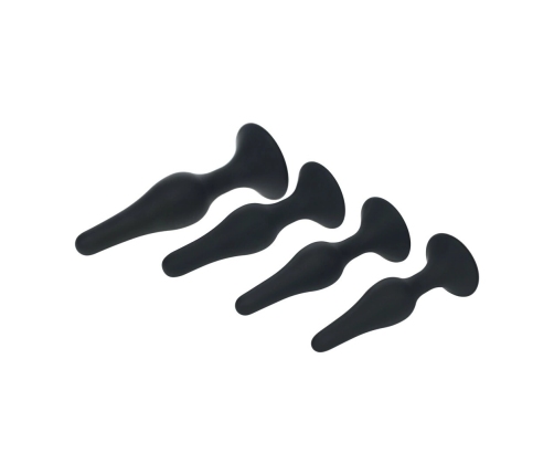 LEVELZ Slim Silicone Plug Set - 4 Sizes S/M/L/XL, Black, Ergonomic Design