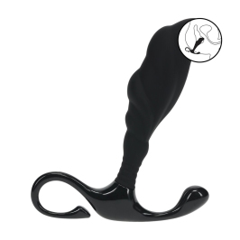 LEVELZ Rippled with Hard Loop Silicone Prostate Massager Model M - Black, Ergonomic Rippled Design