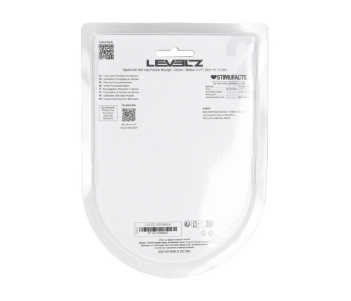 LEVELZ Rippled with Hard Loop Silicone Prostate Massager Model M - Black, Ergonomic Rippled Design