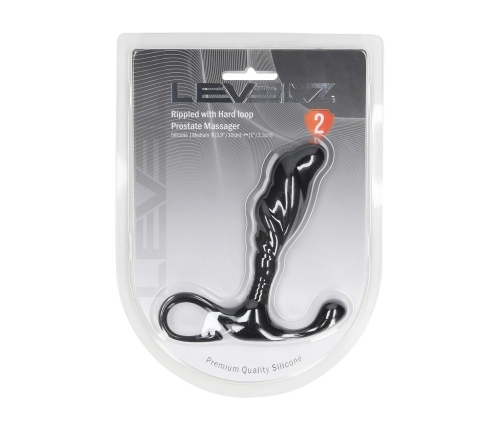 LEVELZ Rippled with Hard Loop Silicone Prostate Massager Model M - Black, Ergonomic Rippled Design