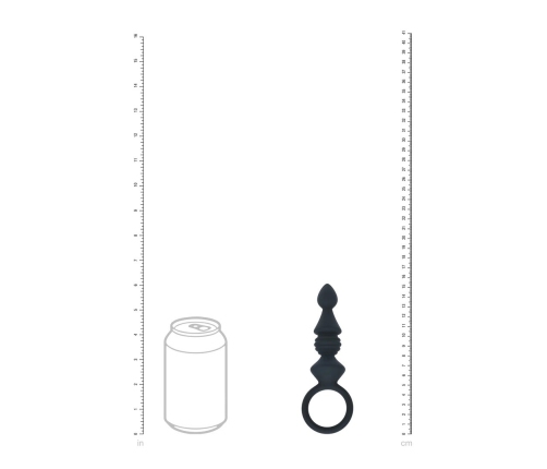 LEVELZ Ribbed Silicone Anal Probe with Loop Black - Compact Flexible Design