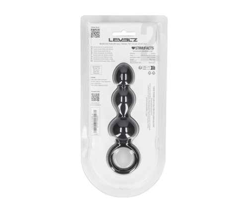 LEVELZ Beaded Silicone Probe with Safety Loop Black - Flexible Design