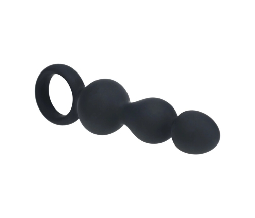 LEVELZ Beaded Silicone Probe with Safety Loop Black - Flexible Design