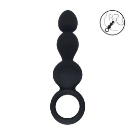 LEVELZ Beaded Silicone Probe with Safety Loop Black - Flexible Design