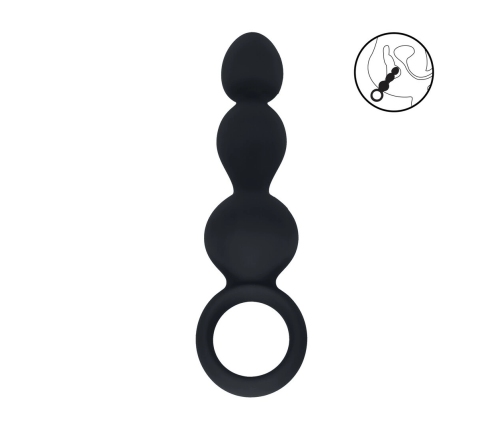 LEVELZ Beaded Silicone Probe with Safety Loop Black - Flexible Design