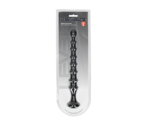 LEVELZ Ribbed Silicone Anal Probe Black - Flexible Flared Base Design