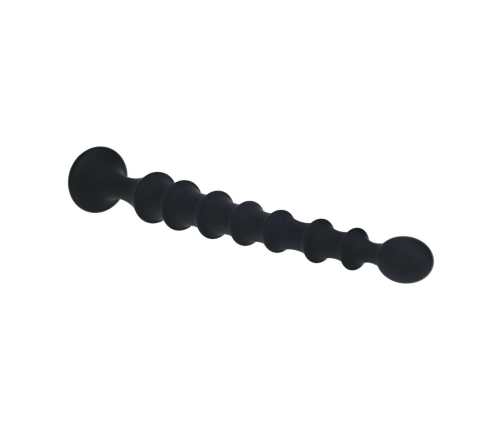 LEVELZ Ribbed Silicone Anal Probe Black - Flexible Flared Base Design